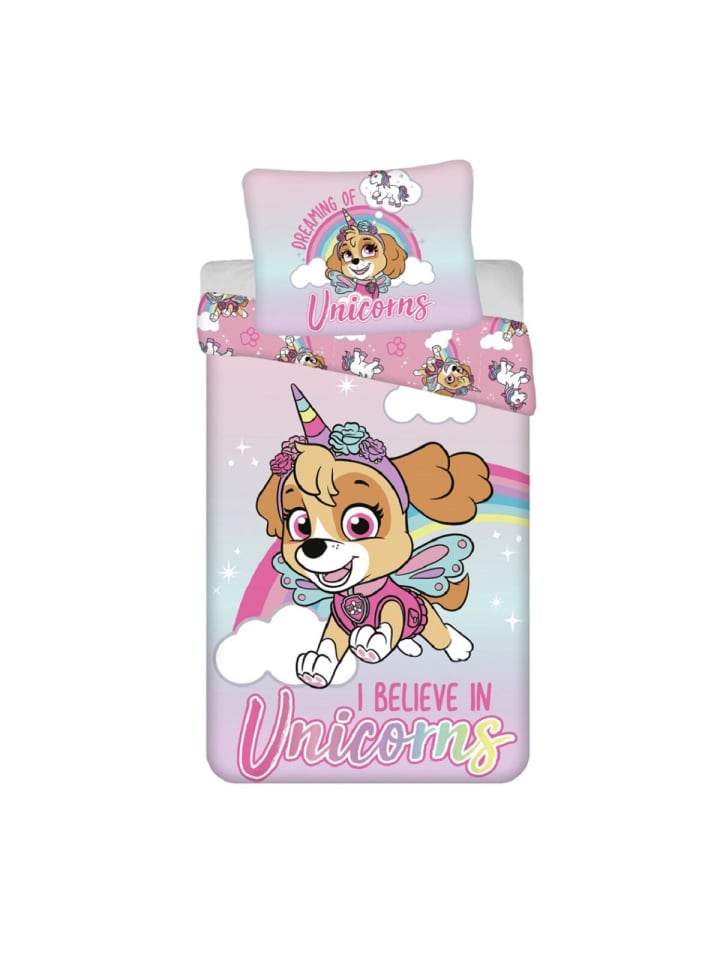 Paw Patrol Bettwäsche-Set aus Baumwolle - 140 x 200 cm + 70 x 90 cm in Rosa