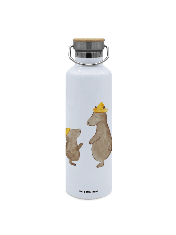 Trinkflasche Bären mit Hut ohne Spruch in Weiß