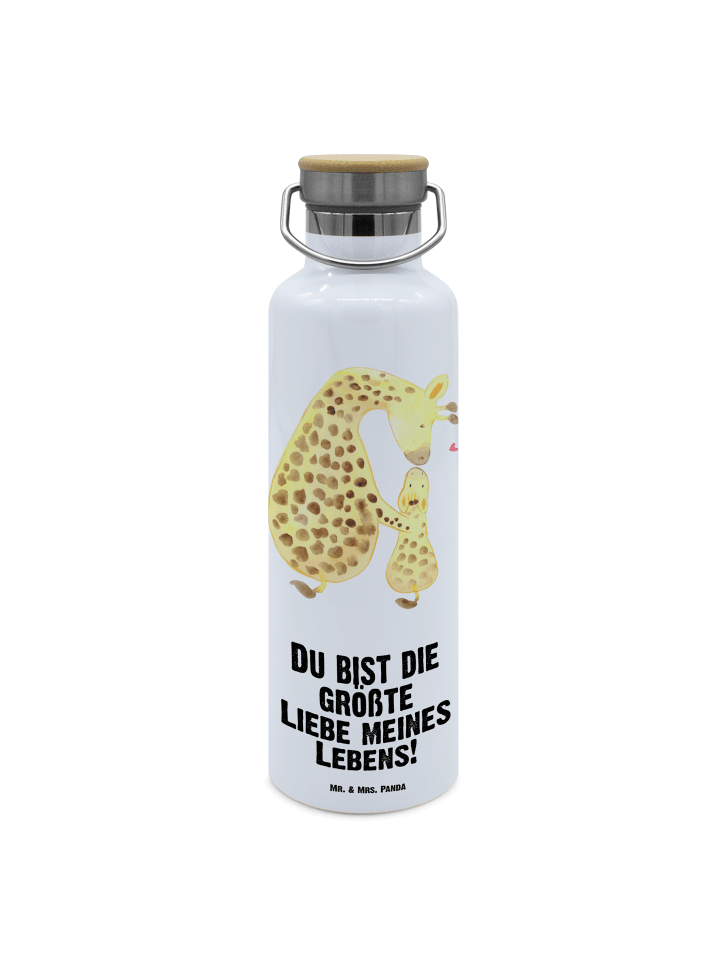 Trinkflasche Giraffe Kind mit Spruch in Weiß