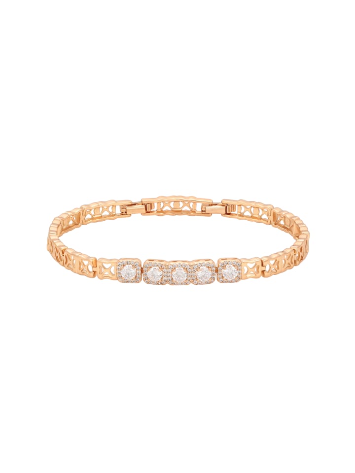 Women Crystal-Studded Bracelet in Rose Gold White
