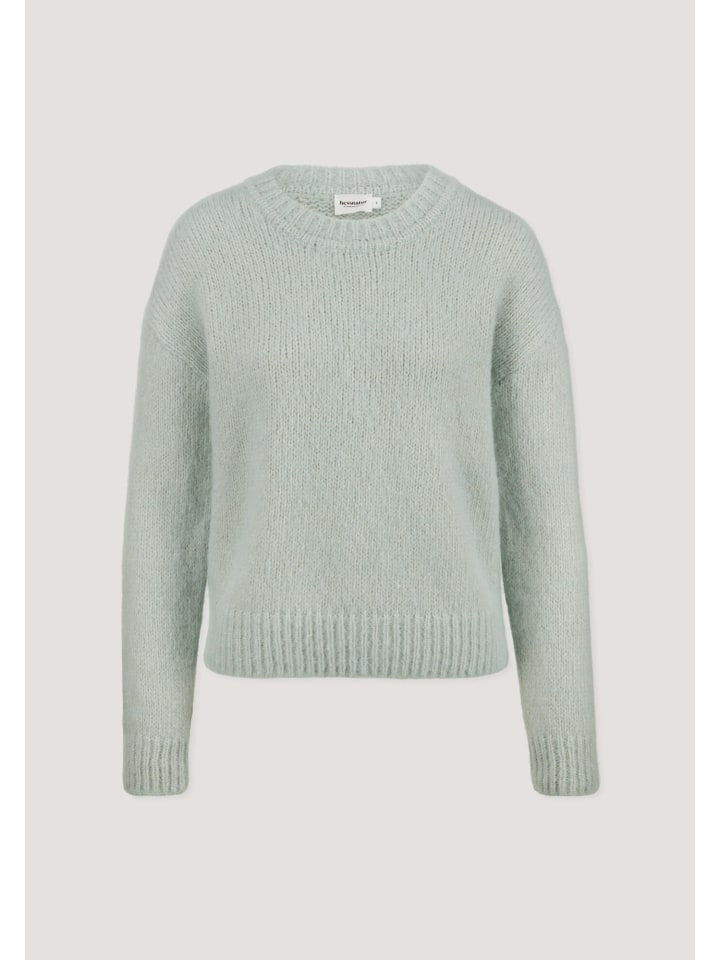 Hessnatur Strick Pullover Relaxed aus Alpaka mit Bio-Baumwolle in polargrün