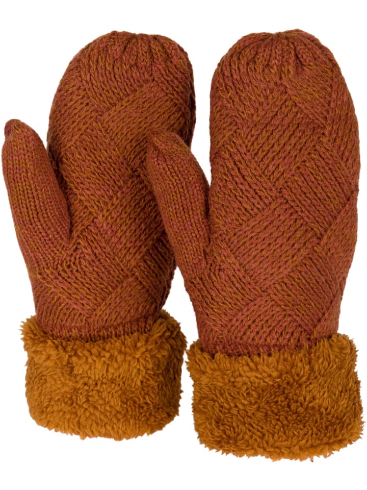 Strick Fäustlinge Handschuhe in Cognac
