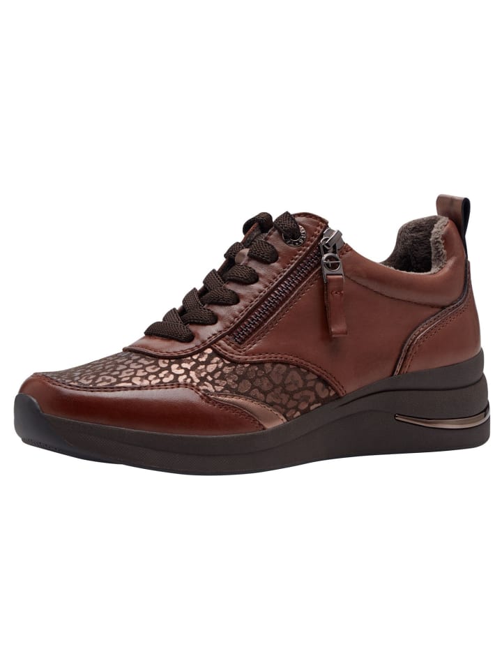 WIDE FIT Sneaker in COGNAC NAPPA