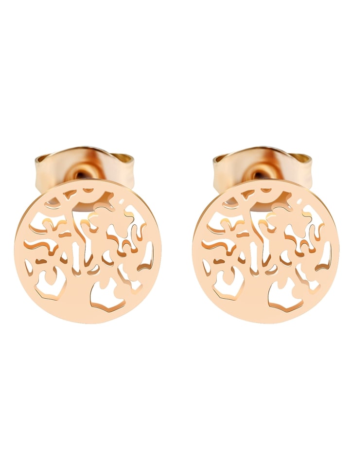 Damen Ohrringe – Ohrstecker Lebensbaum aus Edelstahl in gold
