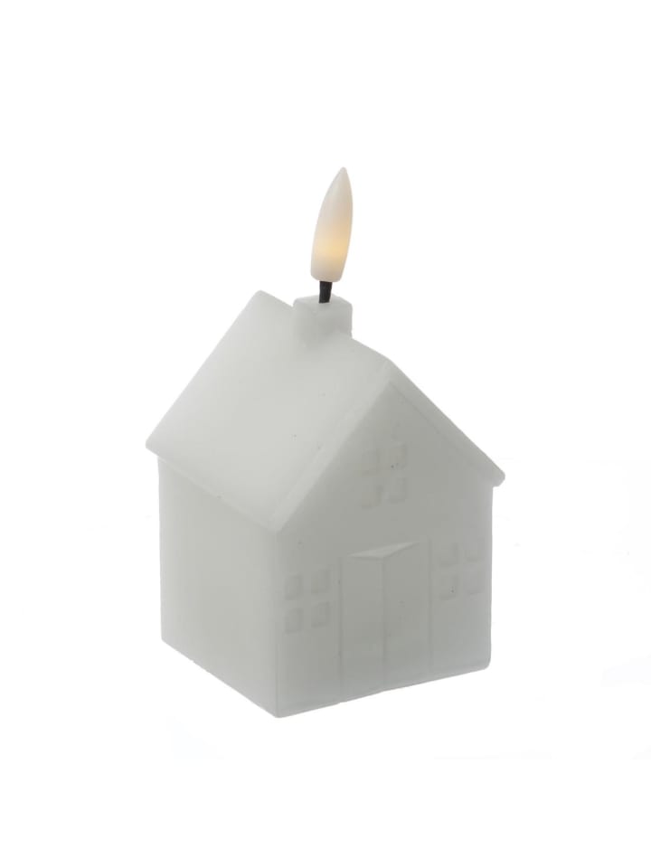 LED Kerze Haus Echtwachskerze in Hausform H: 11cm in weiß