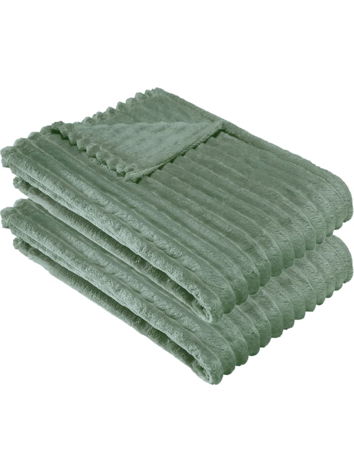 Fleece, Microfaser Wohndecke 2er-Pack Aosta in pistazie