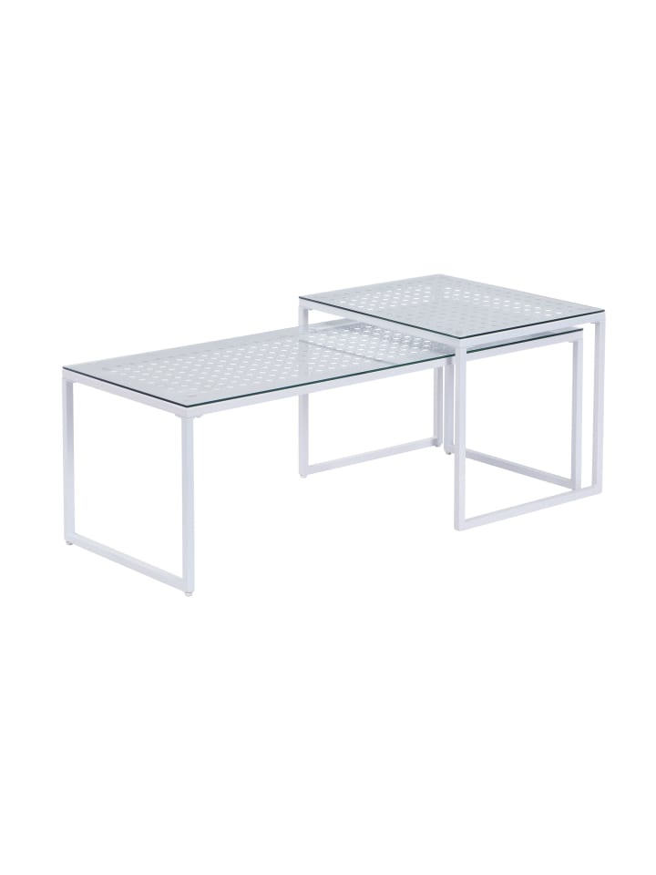 Couchtisch in Weiß / Glas / 100x40x35