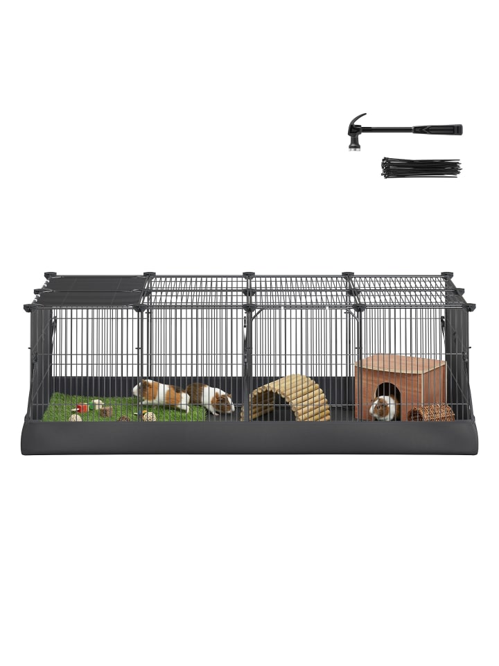 Kleintierlaufstall Damion in Schwarz - (B)63 x (H)41.5 x (T)123 cm