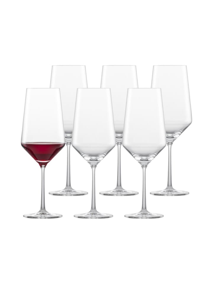 6er Set Bordeaux Rotweingläser Pure in 680 ml in transparent
