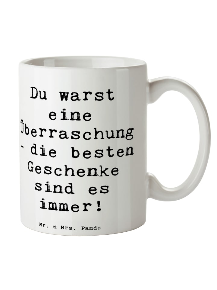 Tasse Überraschung Adoptivkind mit Spruch in Weiß