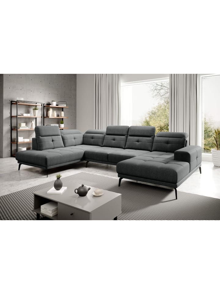 Brita Recamiere Links in Asphalt -  (L) 205 x (B) 350 x (H) 107 cm