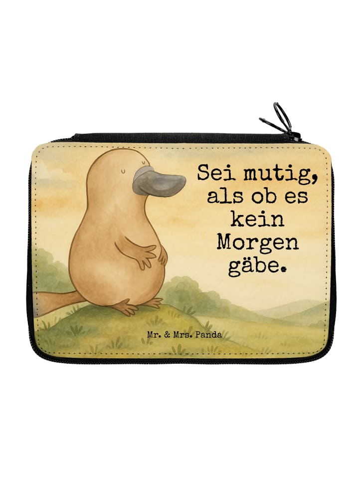 Federmappe Schnabeltier Mut Design mit Spruch in Weiß