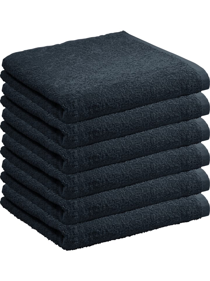 Frottier, Leichtfrottier Handtuch 6er-Pack Oceanside in schwarz