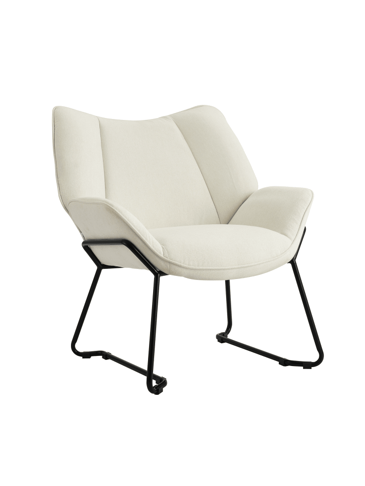 Lounge Ohrensessel aus Flauschstoff in Weiß 55x60x80 cm