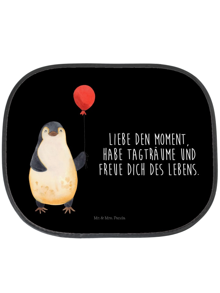 Sonnenschutz Auto Pinguin Luftballon mit Spruch in Schwarz