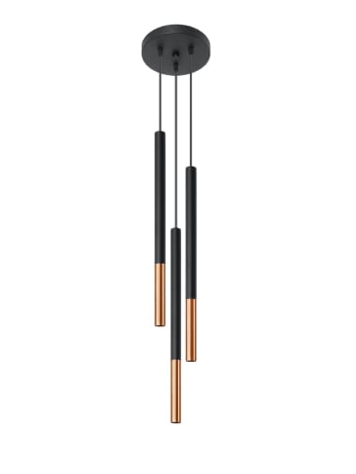 Hängeleuchten ASAROT 3P in Schwarz und Kupfer H 90cm