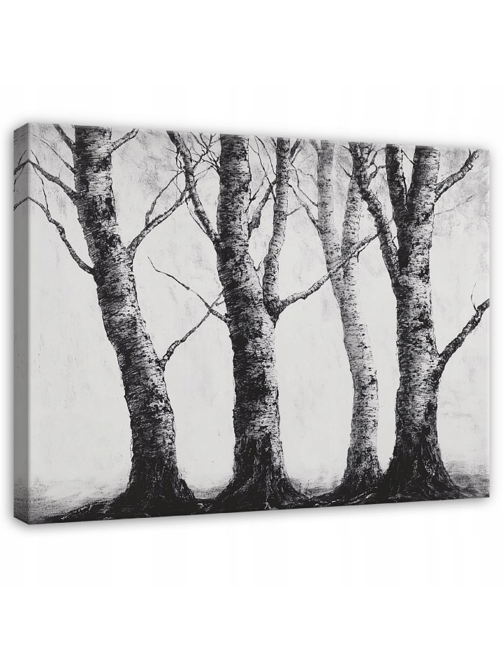 Leinwandbild Wald in Grau