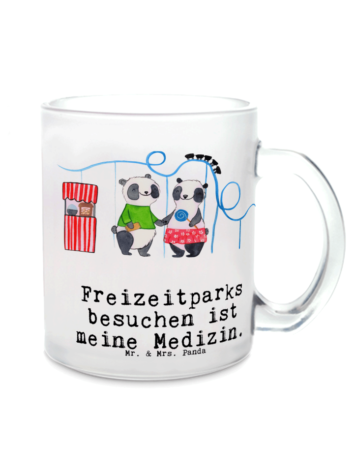 Tasse Pandas Freizeitpark besuchen mit Spruch in Transparent