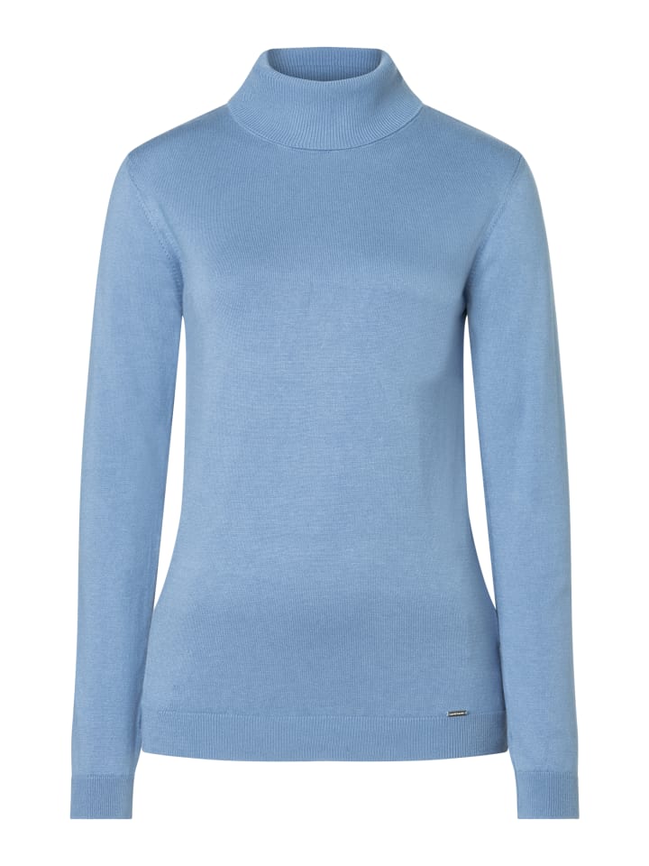 schmaler Feinstrick-Basic-Rollkragenpullover in autumn blue