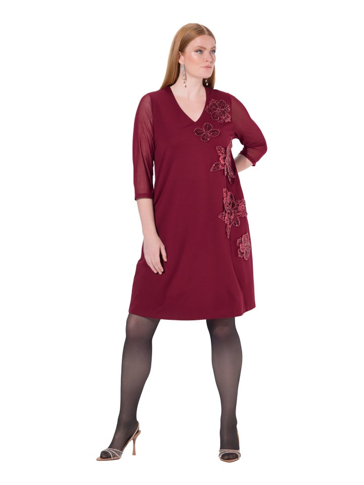 Midikleid in dunkel kirschrot