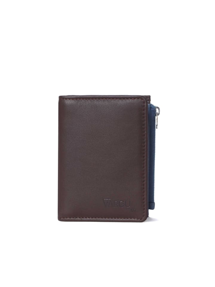 Echtleder Geldbörse SINE M-1 in brown - sky blue