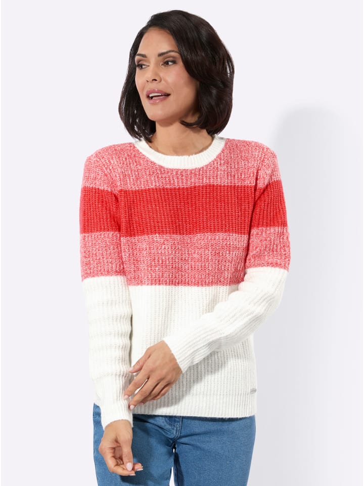 Rundhals-Pullover in hummer-ecru-gemustert
