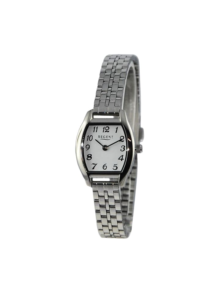 Armbanduhr-Analog silber extra groß (ca. 22x30mm) Regent Metallarmband