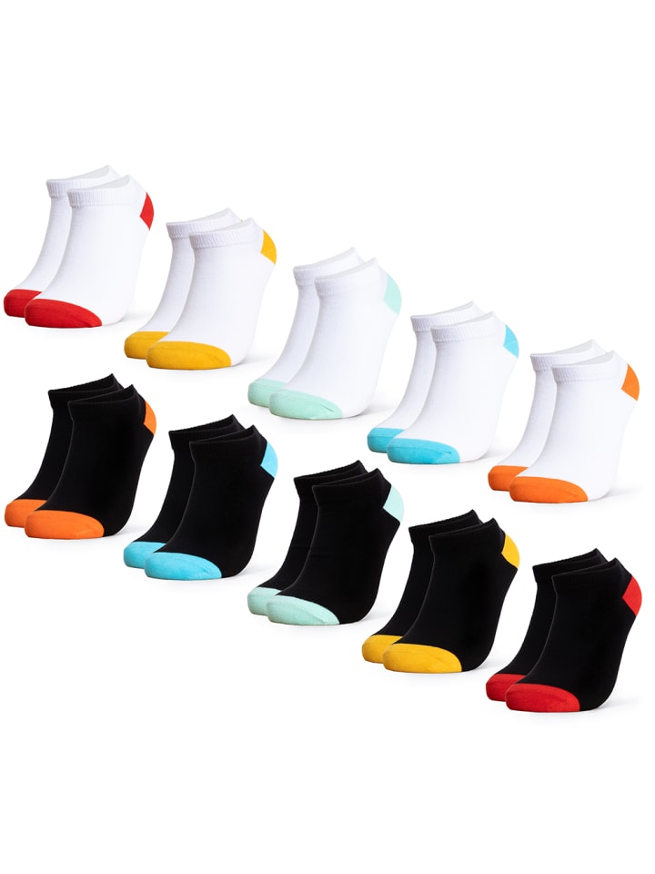 10er Pack Sneaker Socken Piccolo in Weiß-Schwarz