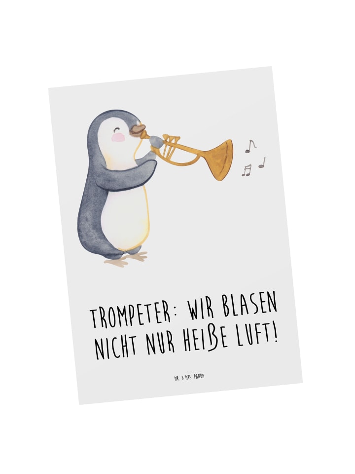 Postkarte Trompete Kunst mit Spruch in Weiß