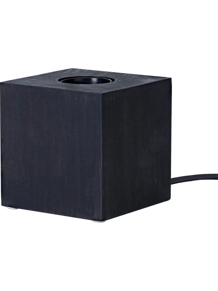 Lampensockel ,Kub', Holz, Würfel-Form, schwarz, E27 Fassung, H/B 9cm