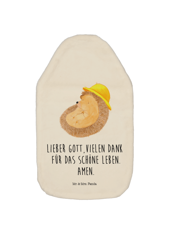 Wärmflasche Igel Beten mit Spruch in Weiß