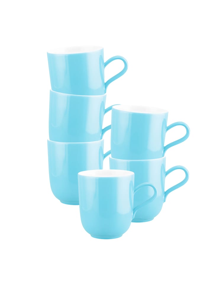 6er Set Henkelbecher Liberty Pure Colors in Lagoon Blue 400 ml