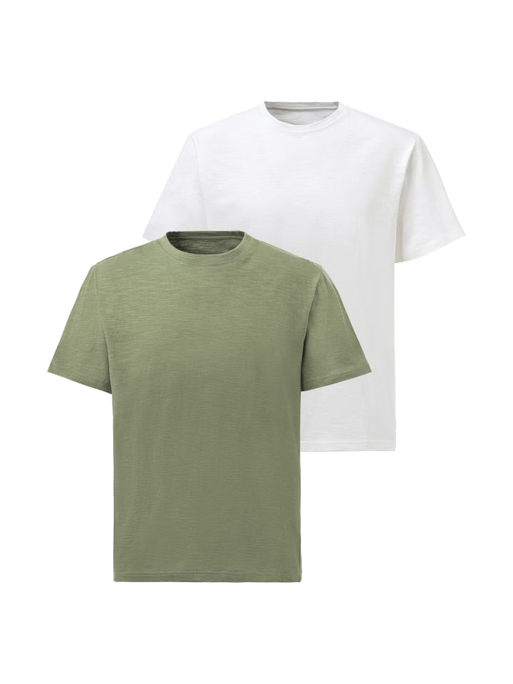 T-Shirt in khaki/ blau