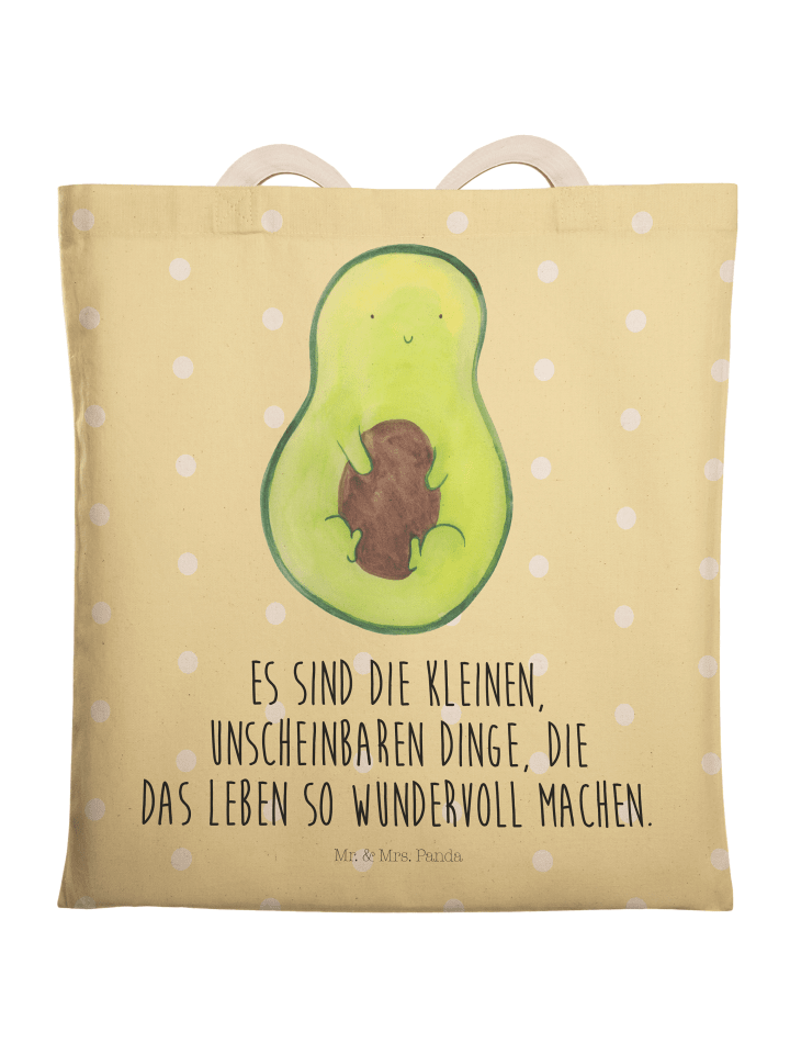 Einkaufstasche Avocado Kern mit Spruch in Gelb Pastell