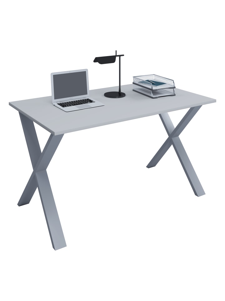 Schreibtisch Bürotisch Computertisch 110x50 Lona X in Silber / Weiß
