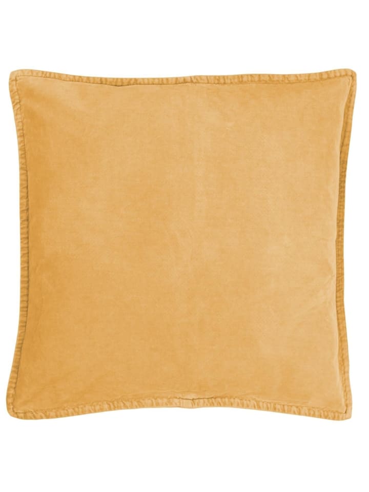 Kissenbezug Velour quadratisch in lemon drop