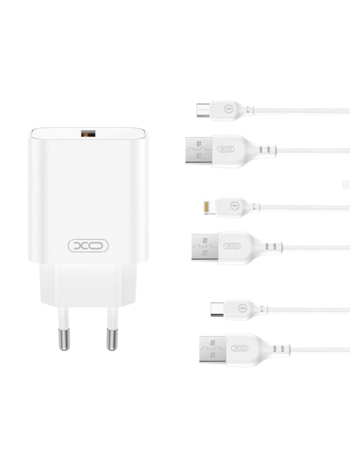 XO Wandladegerät CE33 QC 18W 1x USB weiß + Lightning-Kabel