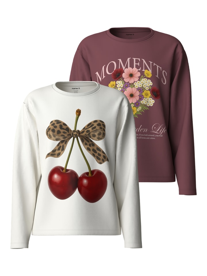 Langarmshirt Nkfvotea 2er-Pack in cloud dancer