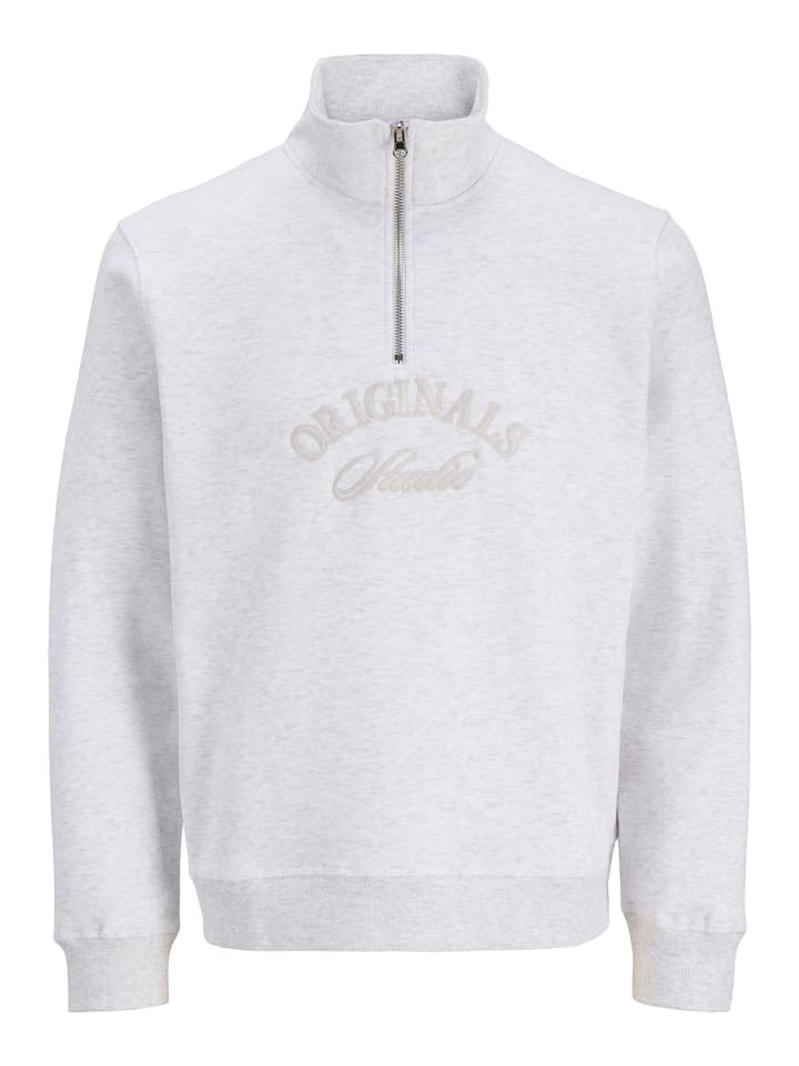 Sweatshirt mit halbem Reißverschluss in Bright White