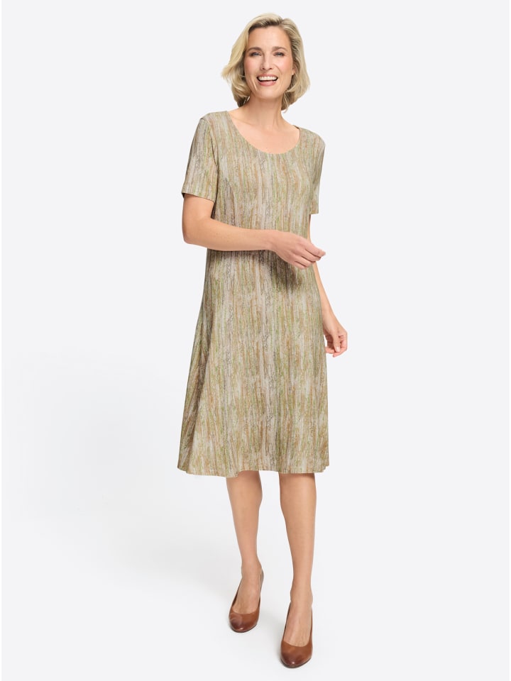 Jersey-Kleid in champagner-taupe-bedruckt