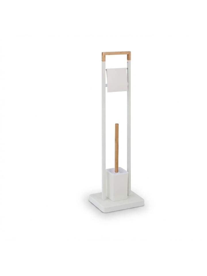 WC Garnitur in Weiß/ Natur - (B)23 x (H)77 x (T)18 cm