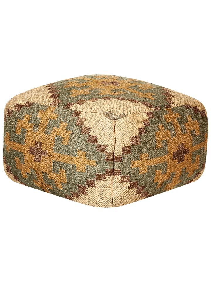 Pouf SARON in Beige/Grün/Bunt - (W) 50 x (H) 30 x (L) 50 cm