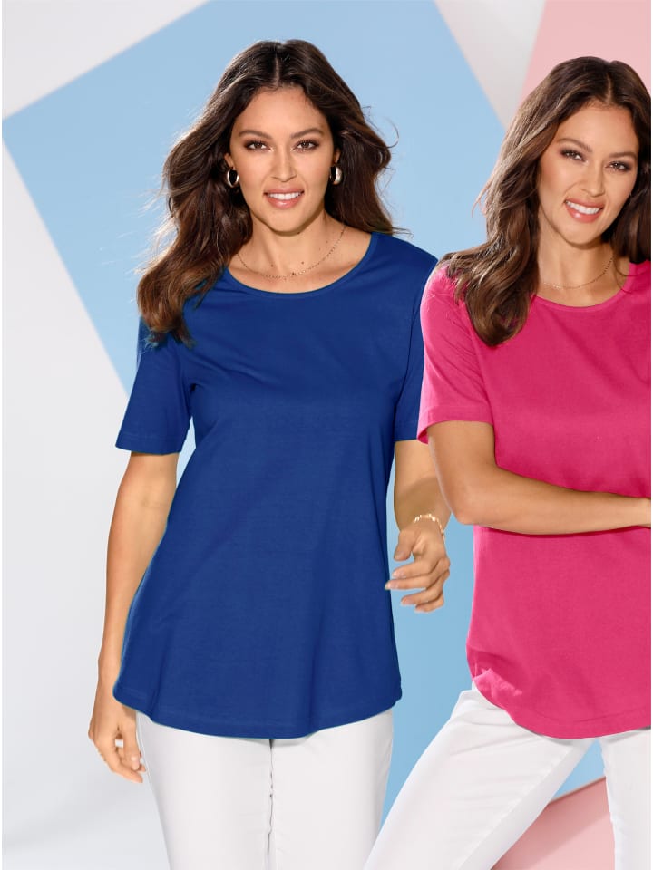 Doppelpack Shirts in royalblau + pink