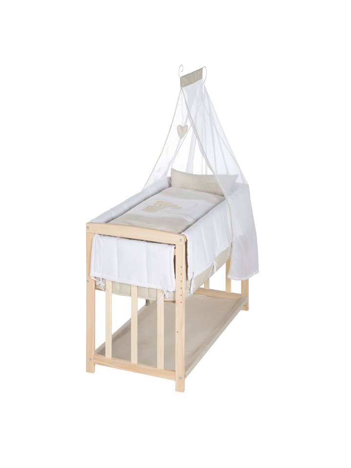 Stubenbett 4in1 Beistellbett Liebhabär Babybett, Wiege & Bank aus Buchenholz