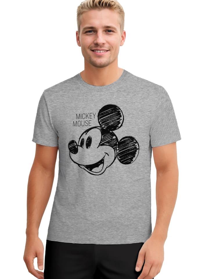 Disney Mickey Mouse Schlafanzug Pyjama Set Kurzarm Shorts Hose in grau/schwarz