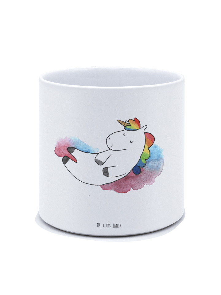 Blumenkübel Einhorn Wolke 7 ohne Spruch in Weiß