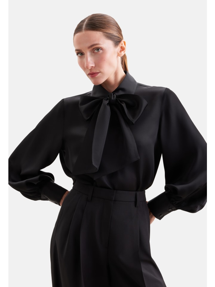 Schluppenbluse Regular in Schwarz