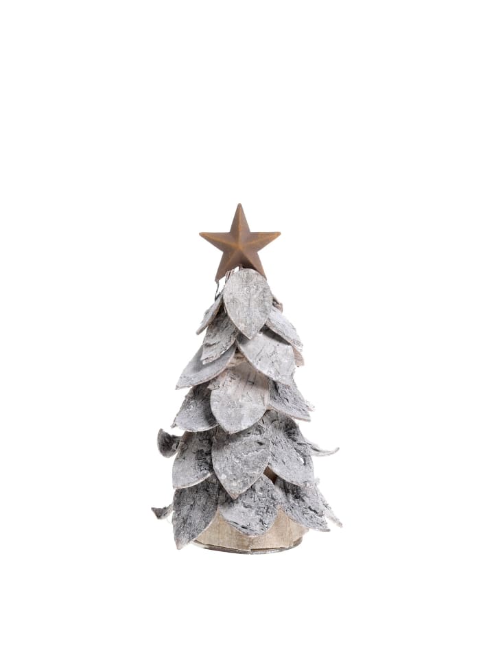 Deko Weihnachtsbaum aus Birkenrinde mit Stern in natur