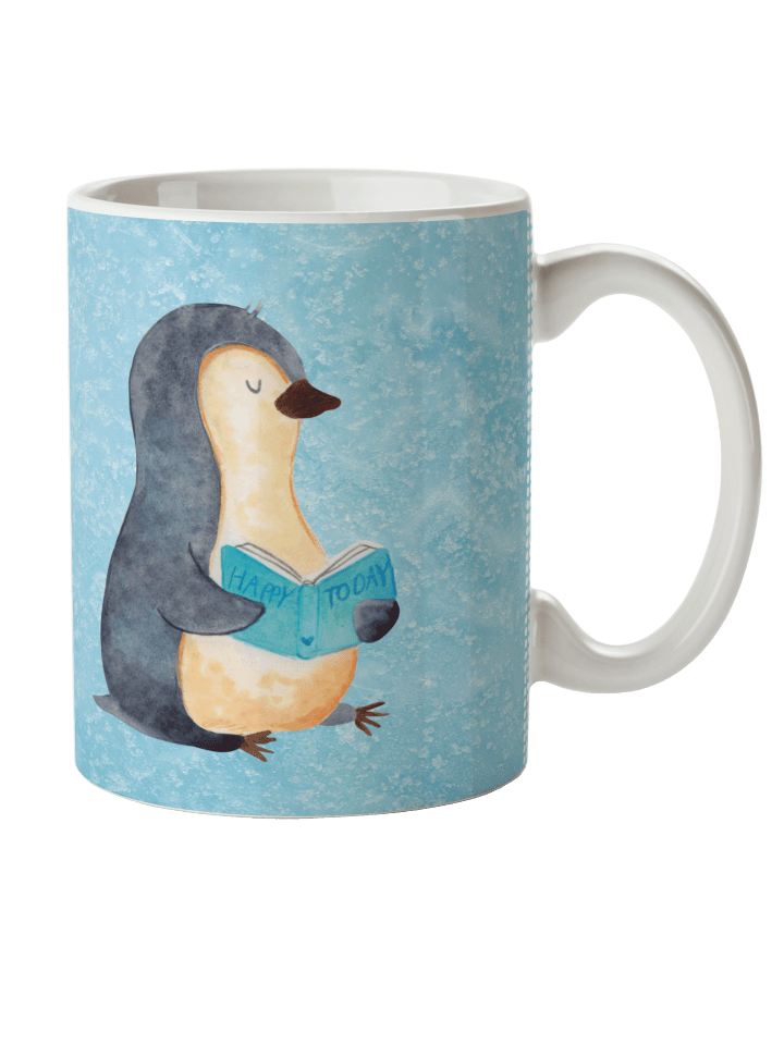 Trinklernbecher Pinguin Buch ohne Spruch in Eisblau