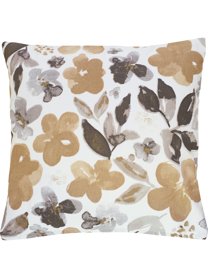 Baumwolle Kissenhülle in beige-grau
